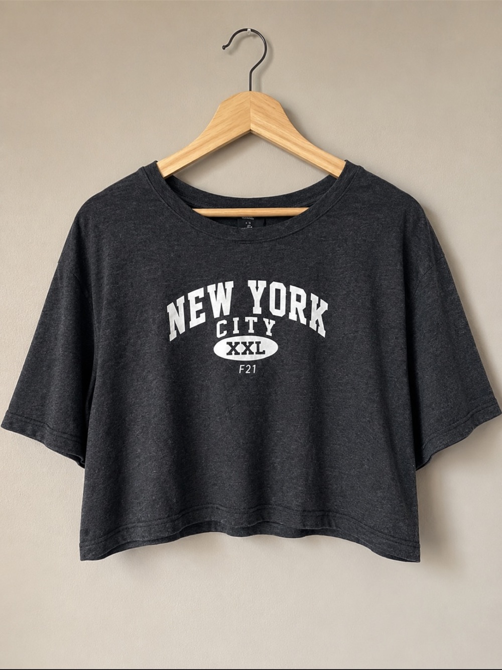 Y2K American Apparel New York City Cropped Tee Charcoal Streetwear